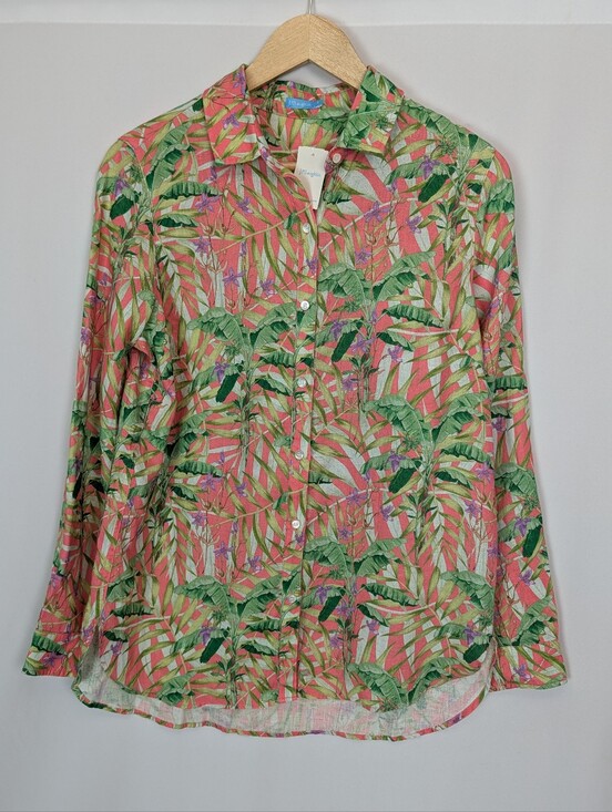 J. McLaughlin Tops - J.McLaughlin Britt Linen Button-Up Blouse Tropical